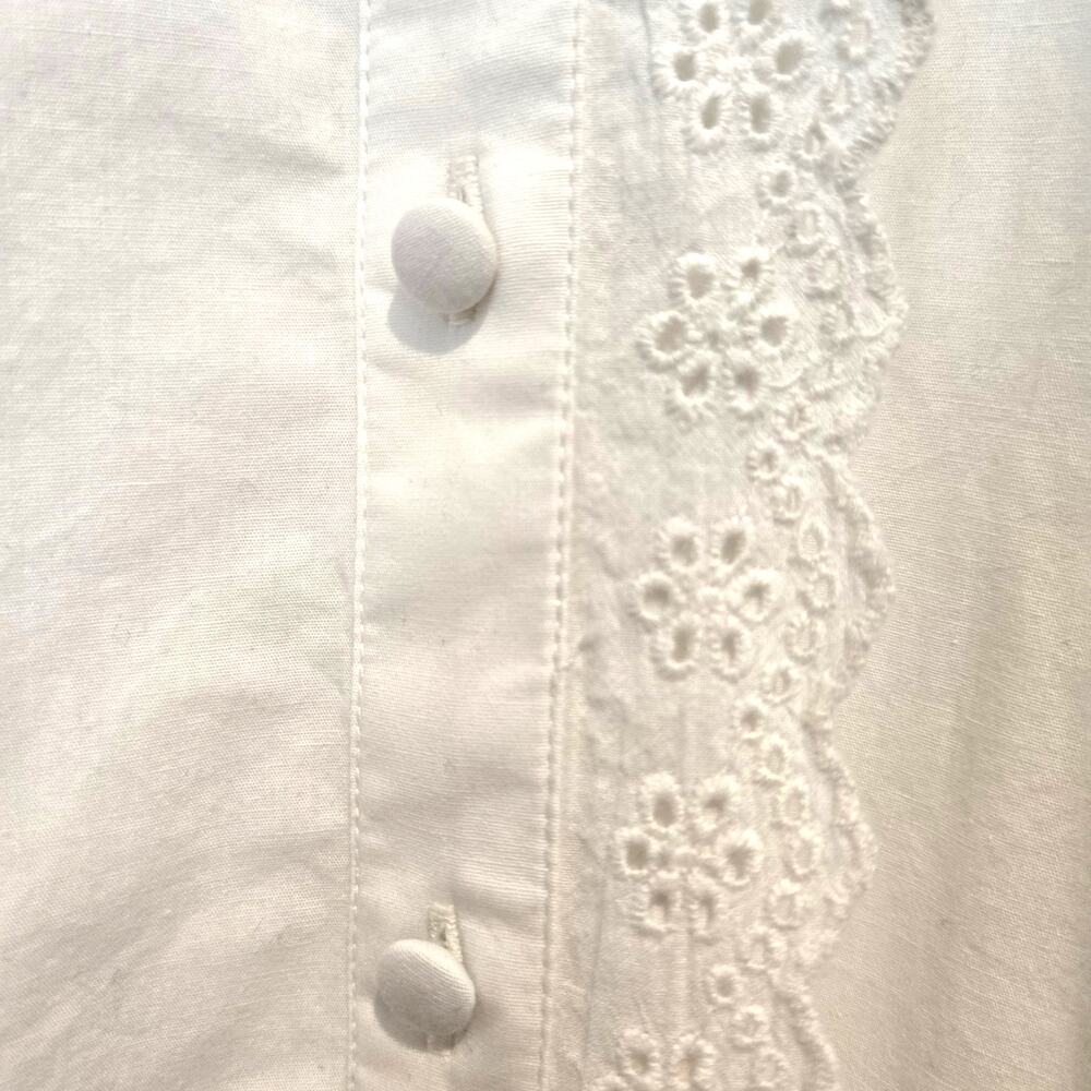 NWT River Island UK White Cotton Ruffle Eyelet Button-Up Mini Dress UK 14 US 10 - Picture 3 of 11
